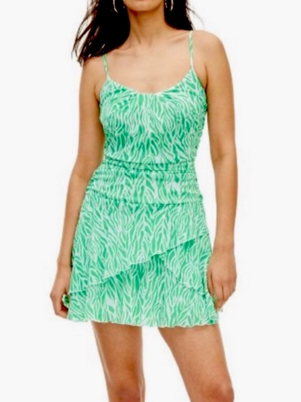 DVF X Target Strappy Mesh Sea Twig Green Mini Dress XXL